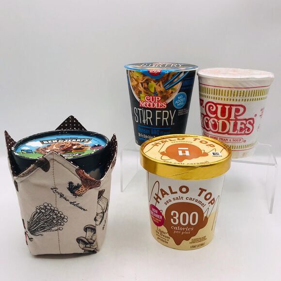 3 Piece Set of Microwave Cozies, Reversible Neutral Mushrooms, Plate, Bowl, Pint - Picture 9 of 9